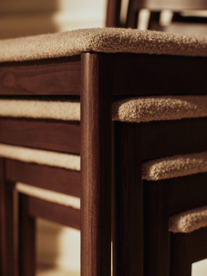 Ferm Living - Boda Dining Chair - Soft Bouclé - Dark Stained Beech